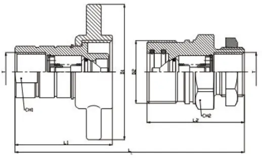Coupling fitting sectional drawing